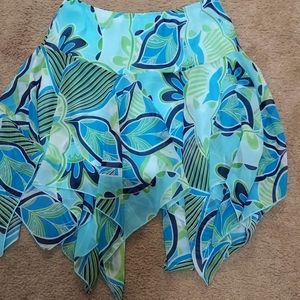 Girl's blue floral pattern skirt